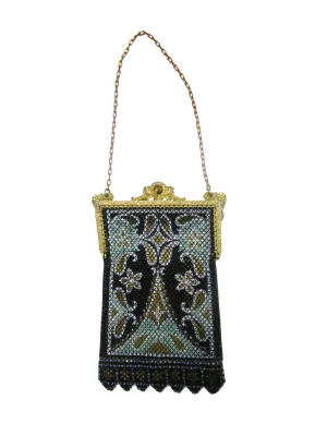 1920s Mandalian Mfg. Company Black Painted Mesh Bag