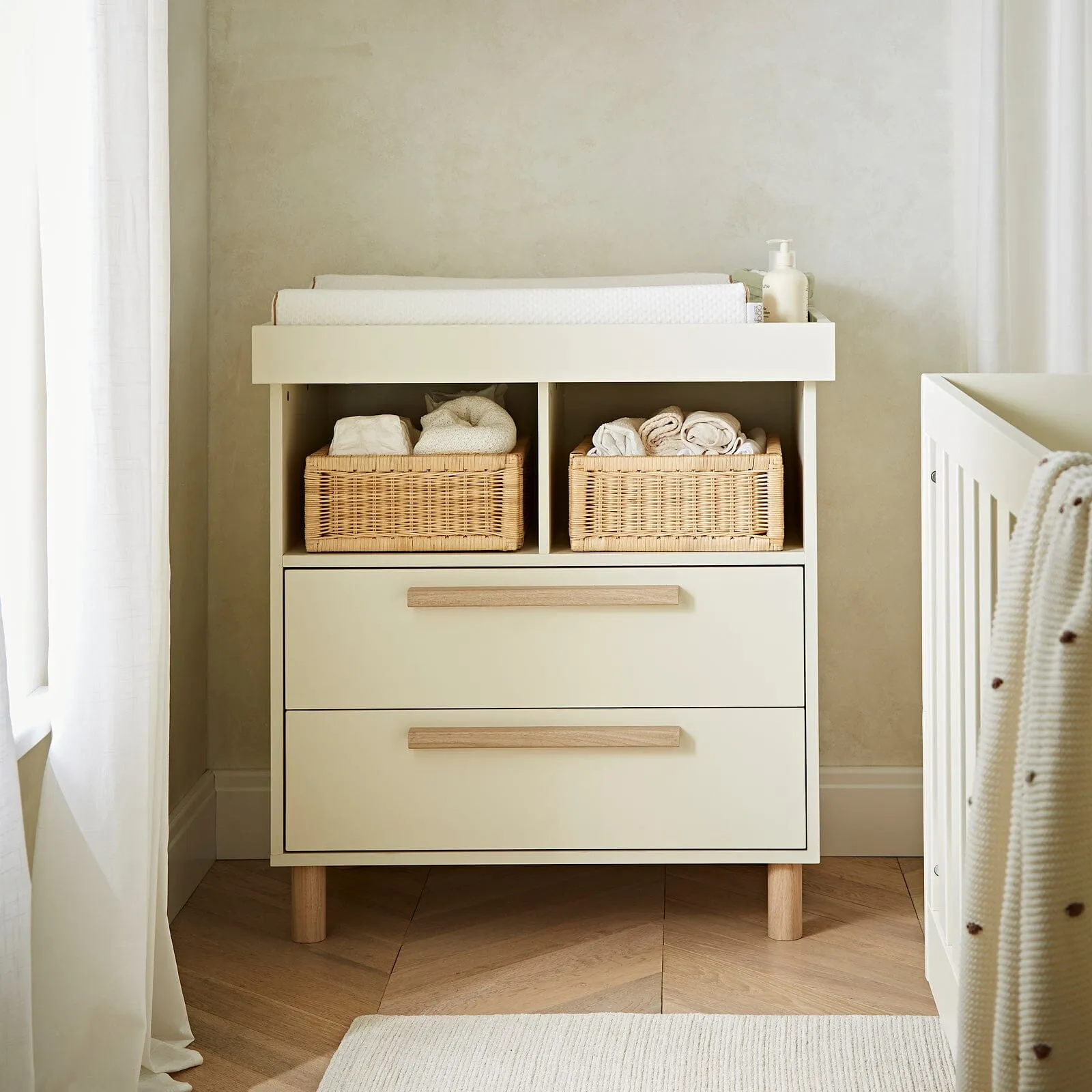 CuddleCo Harper 2 Piece Nursery Furniture Set - Cream & Ash