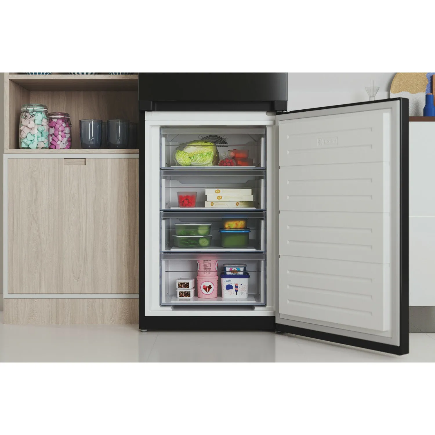 Indesit IBTNF 60182 B AQUA UK Freestanding 322L Fridge Freezer - Total No Frost, Black, E Rated