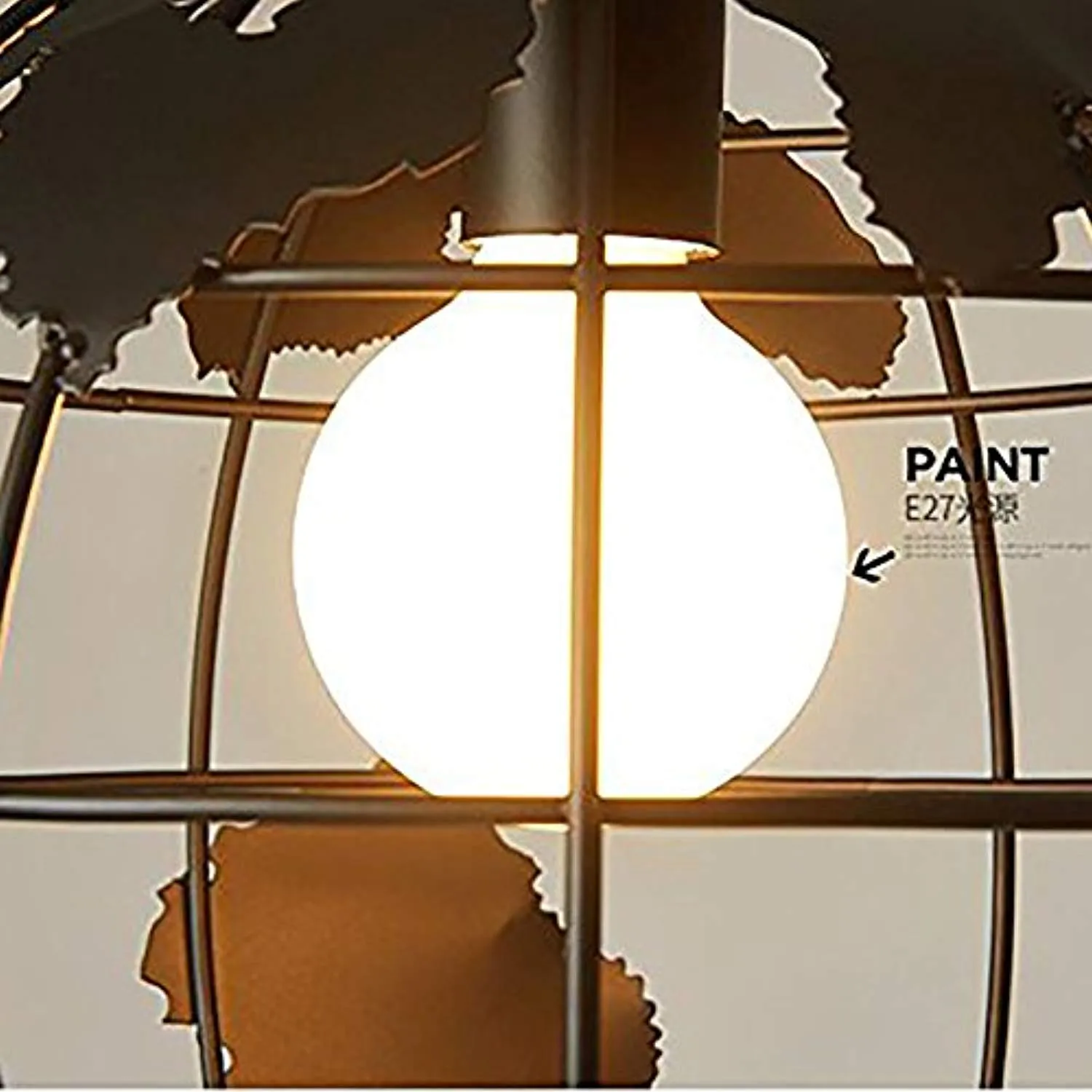 Industrial Earth Shape Globe Map Pendant Light Edison Ceiling  Light Fixture