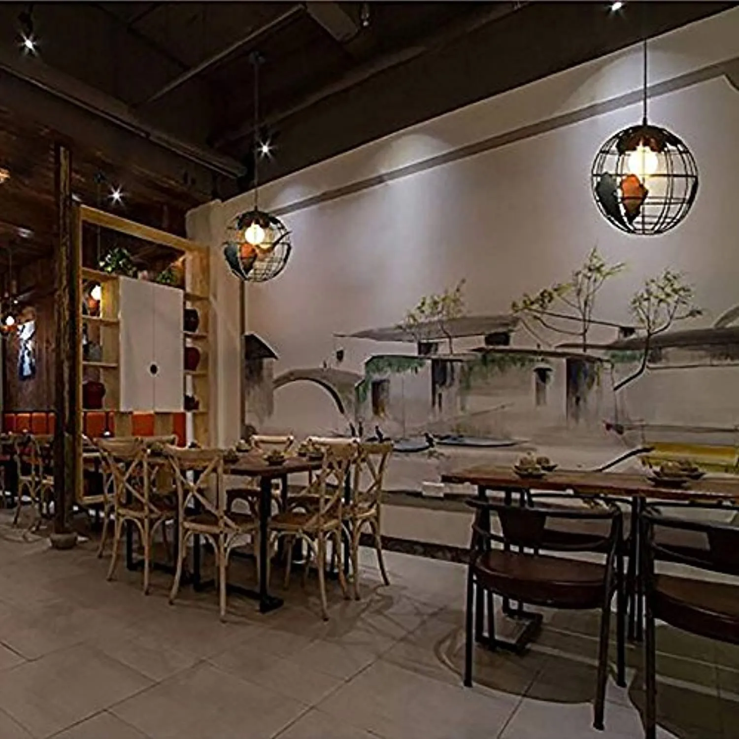 Industrial Earth Shape Globe Map Pendant Light Edison Ceiling  Light Fixture