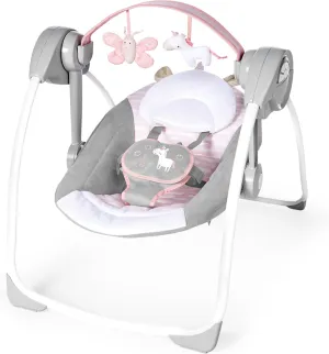 Ingenuity Comfort To Go Portable Swing, Pink Flora the Unicorn
