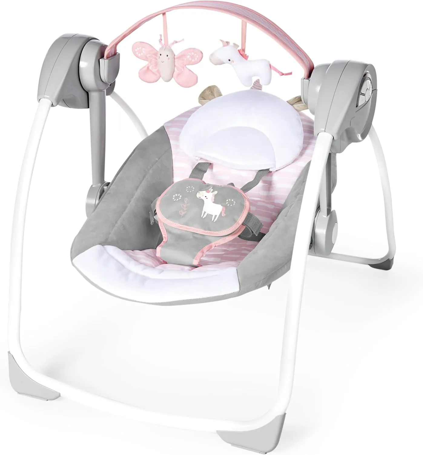 Ingenuity Comfort To Go Portable Swing, Pink Flora the Unicorn